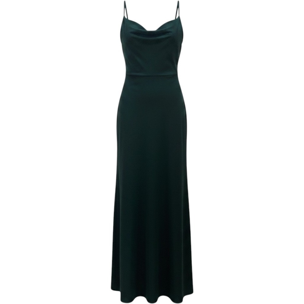 Birdy Grey Dress Women XS Emerald Green Cowl Neck Maxi Gown Formal Event Wedding